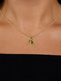 10K Gold Say My Name Necklace W Emerald Gem