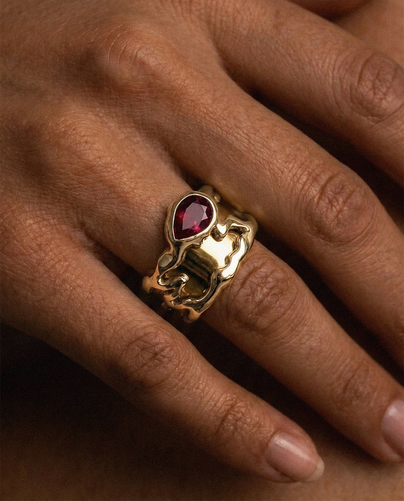 Ruby Teardrop Tech Ring Cover