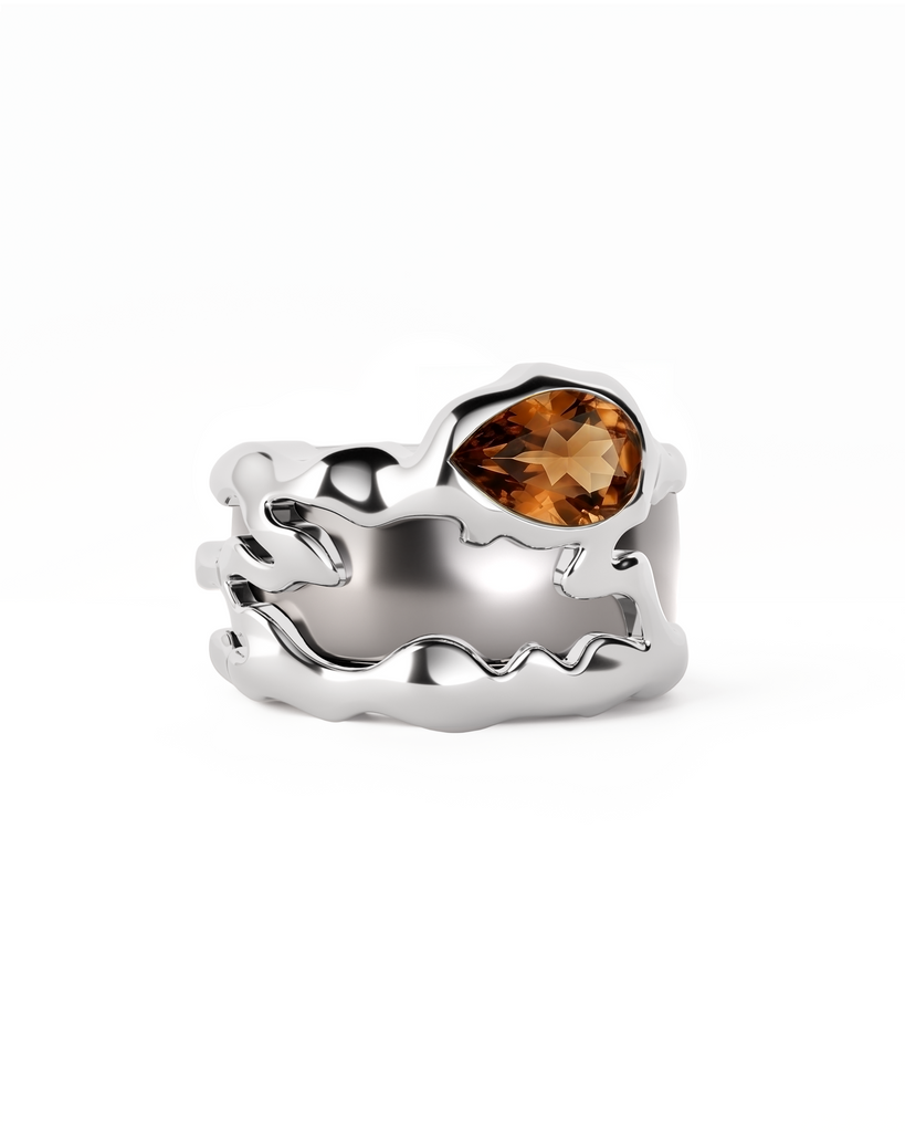 Smoky Quartz Teardrop Tech Ring Cover
