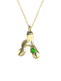 10K Gold Say My Name Necklace W Emerald Gem