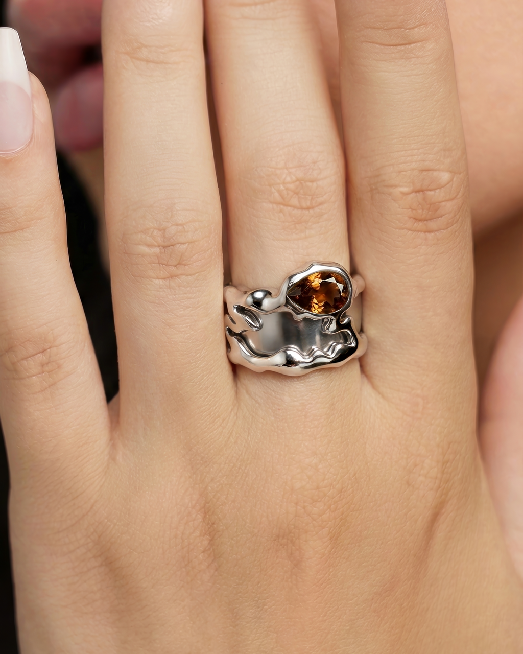 Smoky Quartz Teardrop Tech Ring Cover
