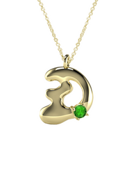 10K Gold Say My Name Necklace W Emerald Gem