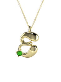 10K Gold Say My Name Necklace W Emerald Gem