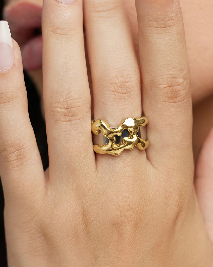 Flow Tech Ring Cover / 14K Yellow Gold