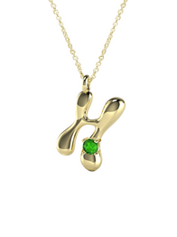 10K Gold Say My Name Necklace W Emerald Gem