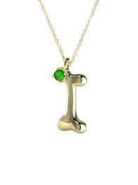 10K Gold Say My Name Necklace W Emerald Gem