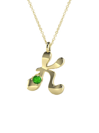 10K Gold Say My Name Necklace W Emerald Gem