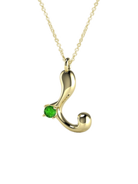 10K Gold Say My Name Necklace W Emerald Gem