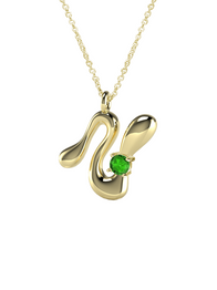 10K Gold Say My Name Necklace W Emerald Gem