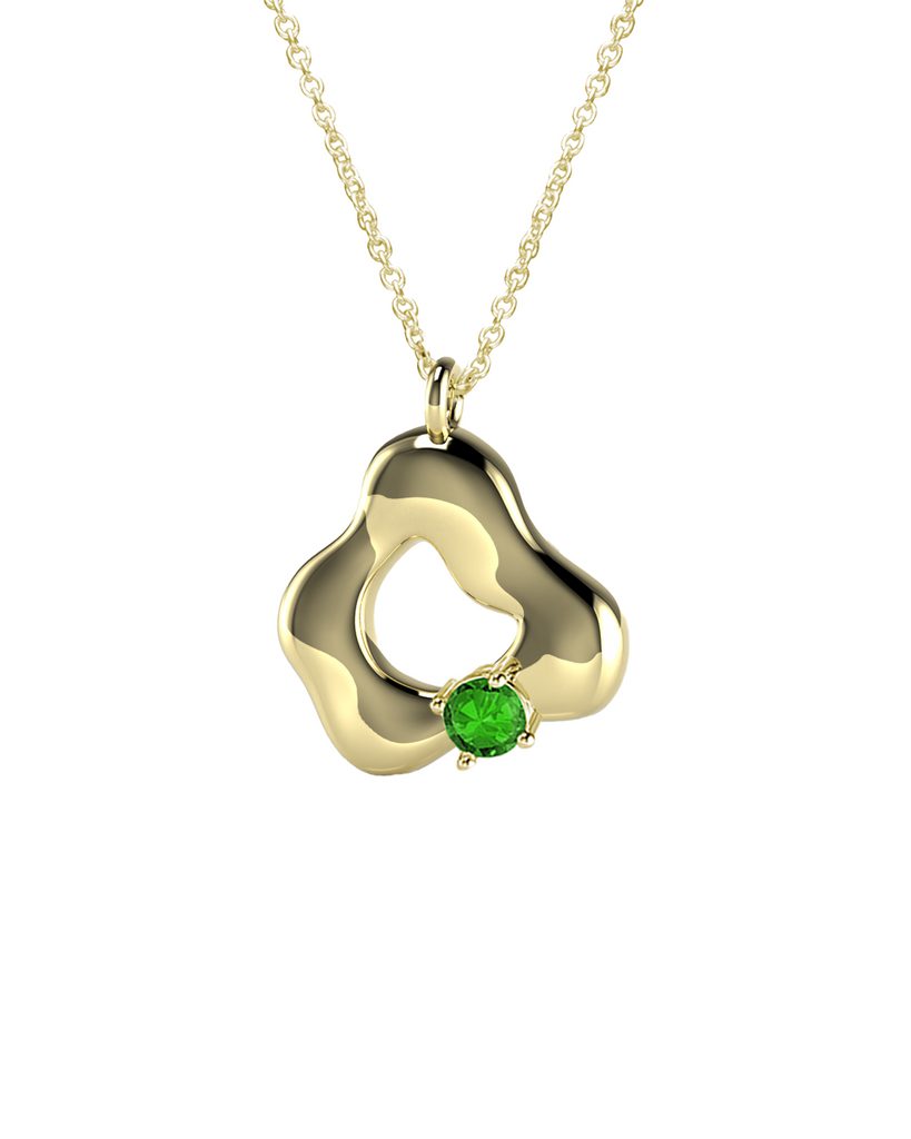 10K Gold Say My Name Necklace W Emerald Gem