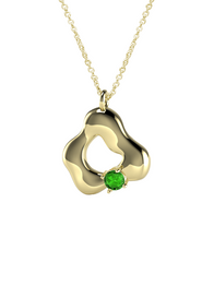 10K Gold Say My Name Necklace W Emerald Gem