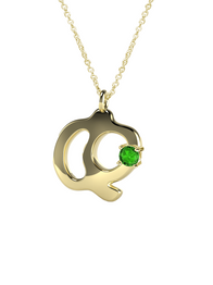 10K Gold Say My Name Necklace W Emerald Gem