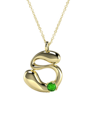 10K Gold Say My Name Necklace W Emerald Gem