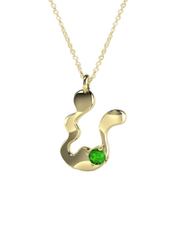 10K Gold Say My Name Necklace W Emerald Gem