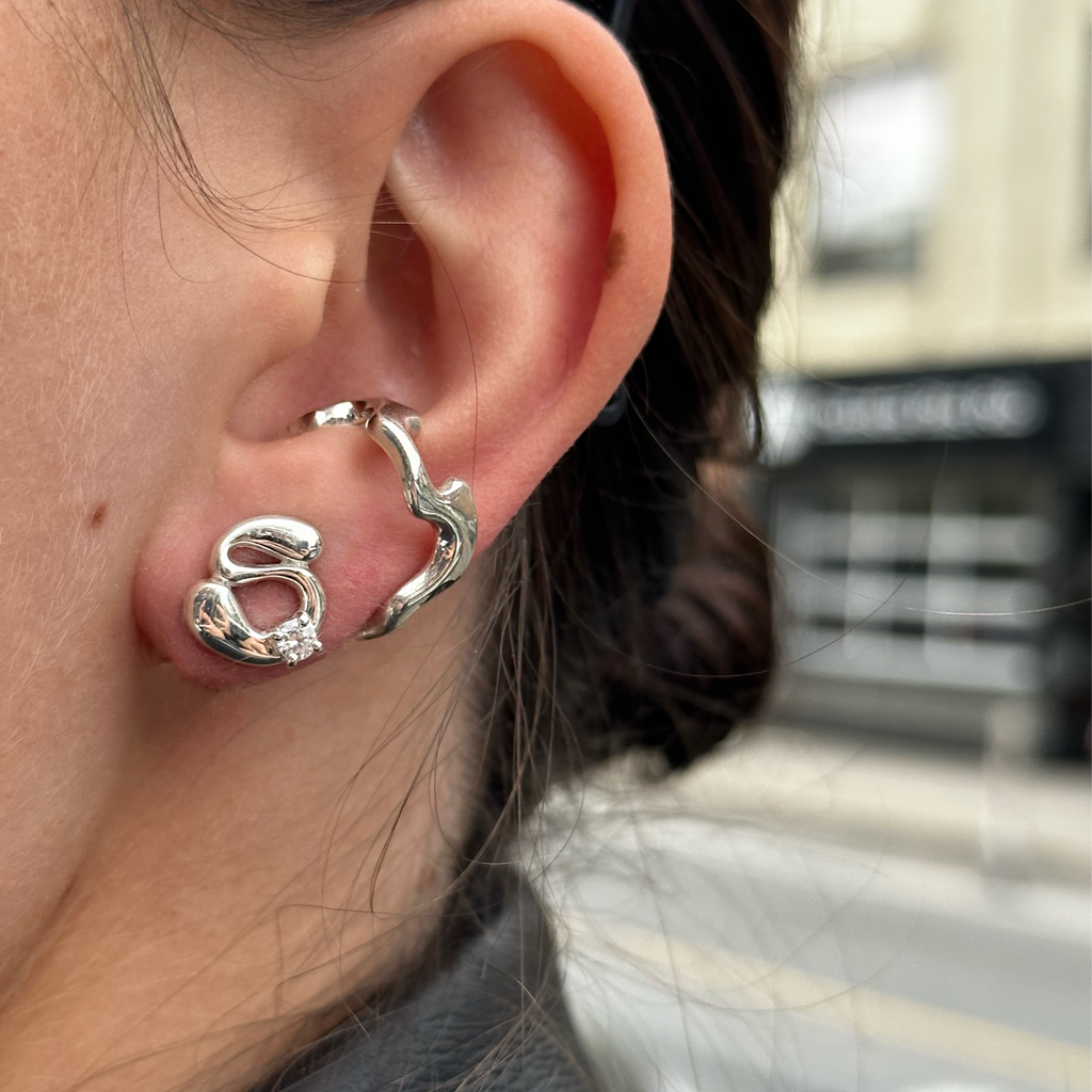 Letter Earring with Gem