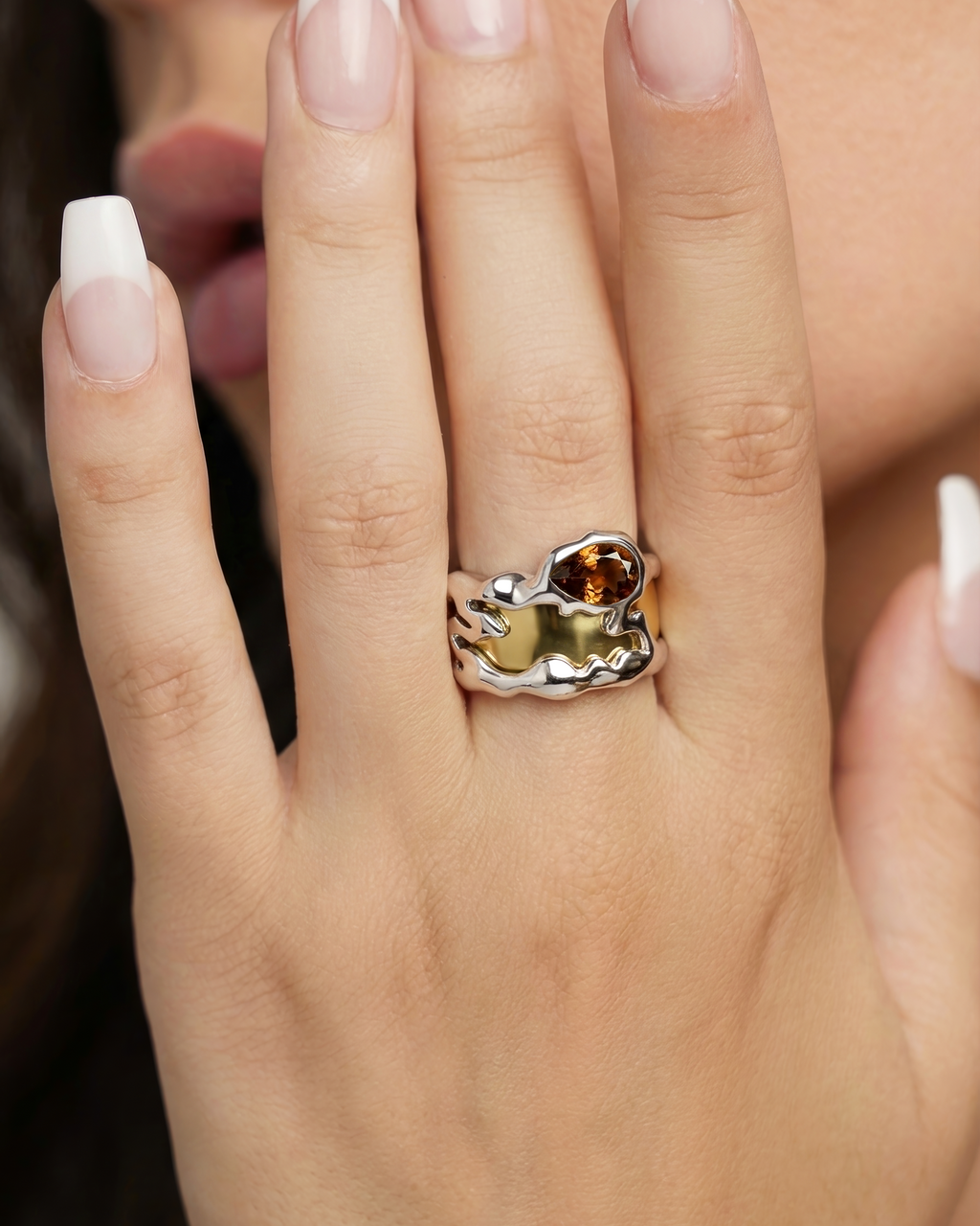 Smoky Quartz Teardrop Tech Ring Cover