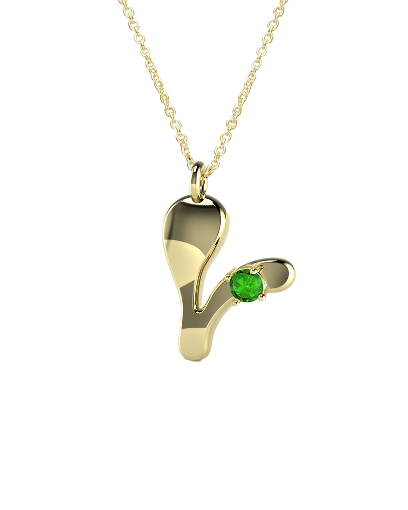 10K Gold Say My Name Necklace W Emerald Gem