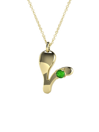 10K Gold Say My Name Necklace W Emerald Gem