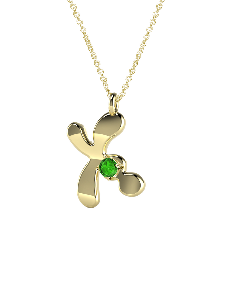 10K Gold Say My Name Necklace W Emerald Gem