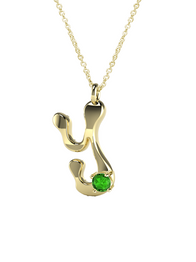 10K Gold Say My Name Necklace W Emerald Gem
