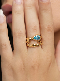 Aquamarine Teardrop Tech Ring Cover