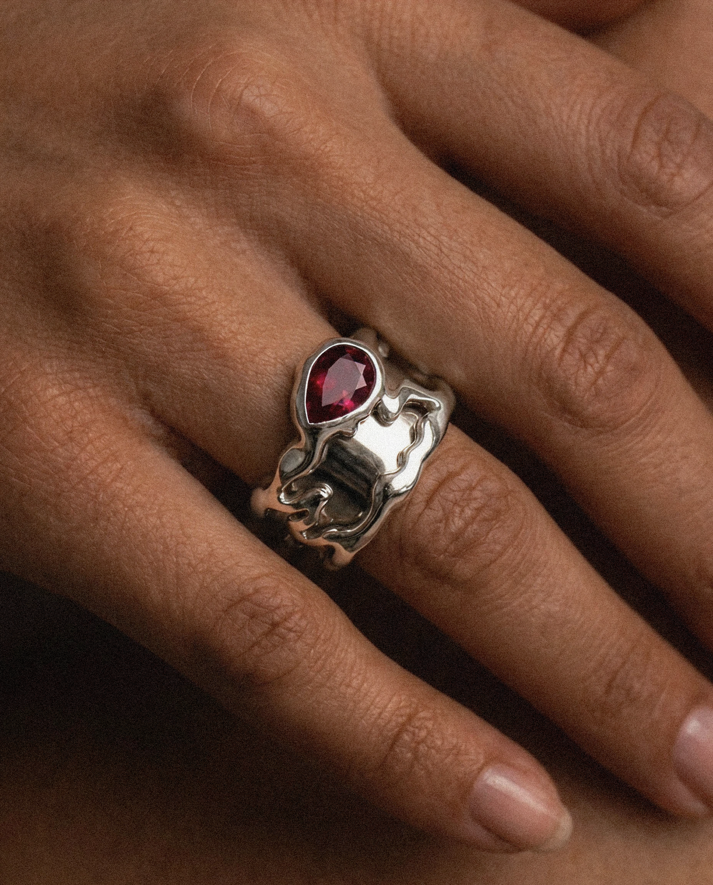 Ruby Teardrop Tech Ring Cover
