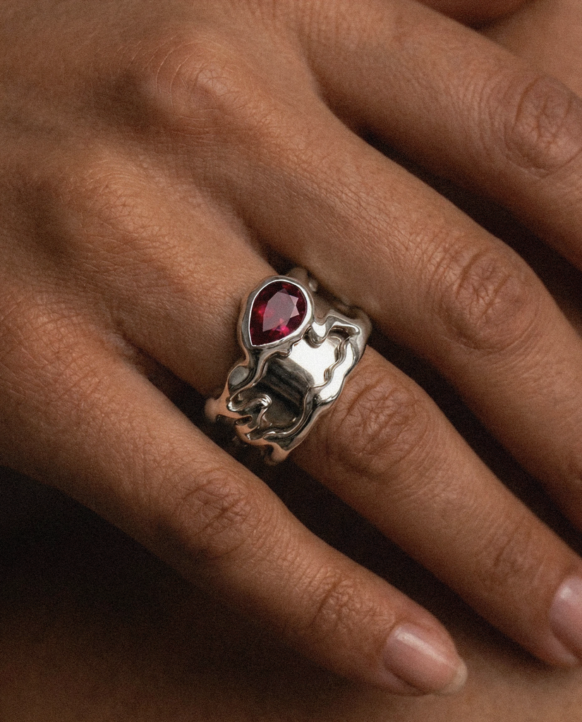 Ruby Teardrop Tech Ring Cover