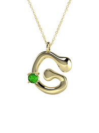 10K Gold Say My Name Necklace W Emerald Gem