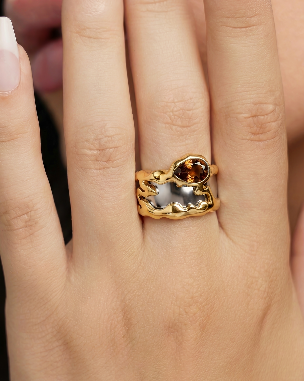 Smoky Quartz Teardrop GV Tech Ring Cover