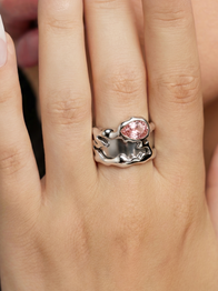 Teardrop Tech Ring Cover / 925 Sterling Silver / Pink Tourmaline