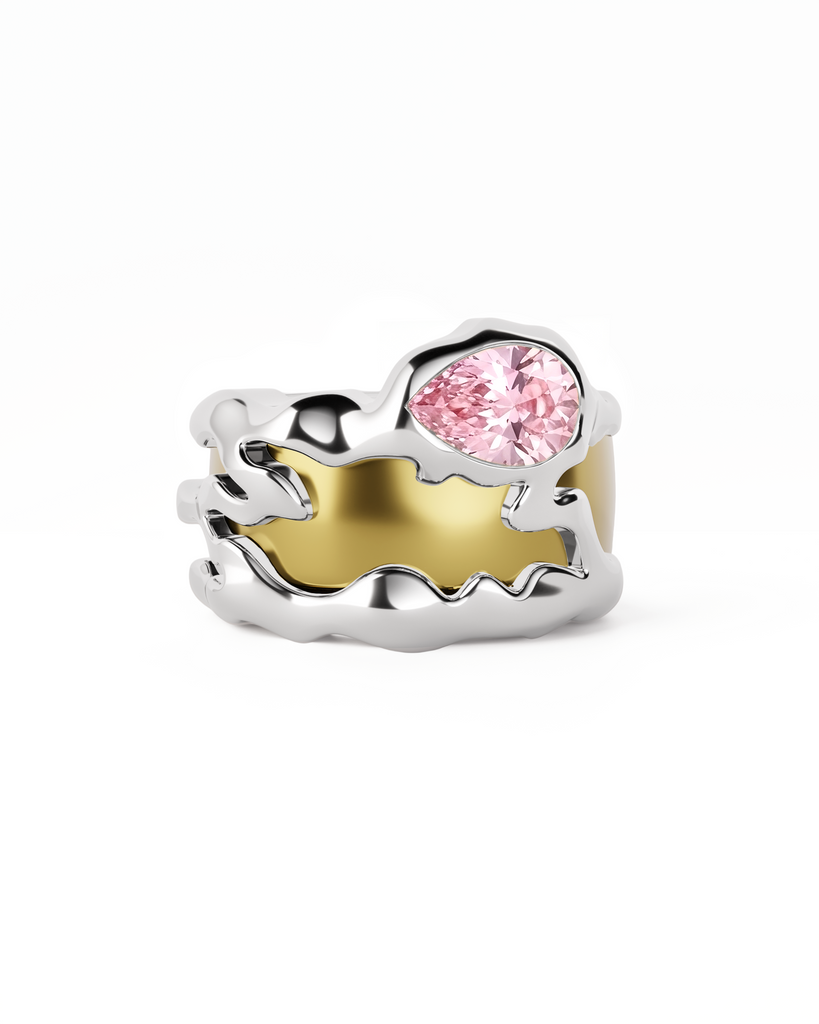 Teardrop Tech Ring Cover / 925 Sterling Silver / Pink Tourmaline