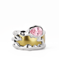 Teardrop Tech Ring Cover / 925 Sterling Silver / Pink Tourmaline
