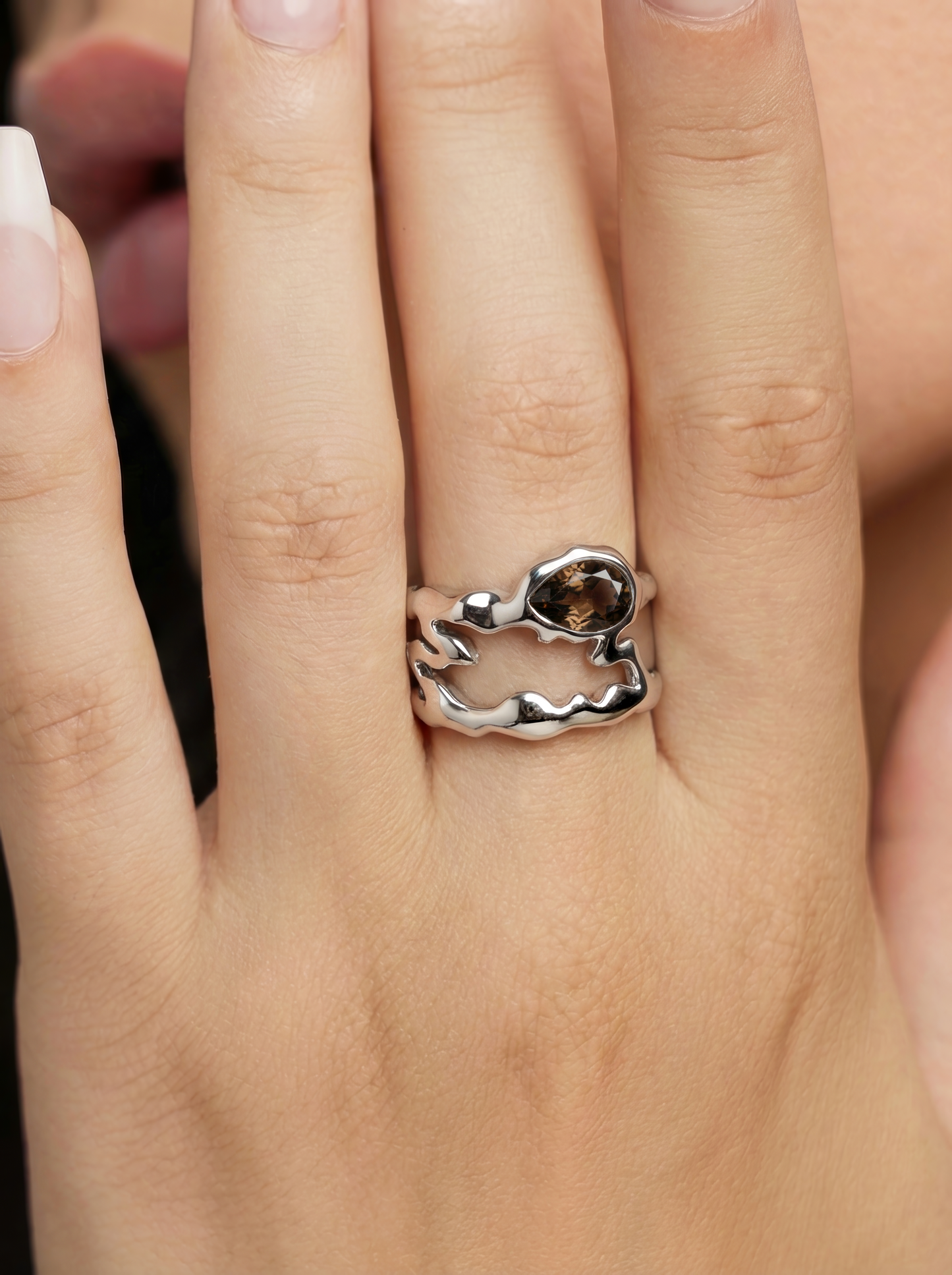 Teardrop Tech Ring Cover / 925 Sterling Silver