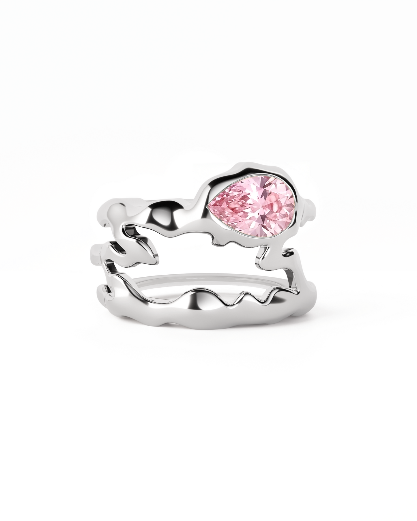 Teardrop Tech Ring Cover / 925 Sterling Silver / Pink Tourmaline