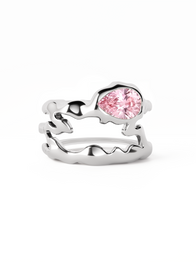 Teardrop Tech Ring Cover / 925 Sterling Silver / Pink Tourmaline