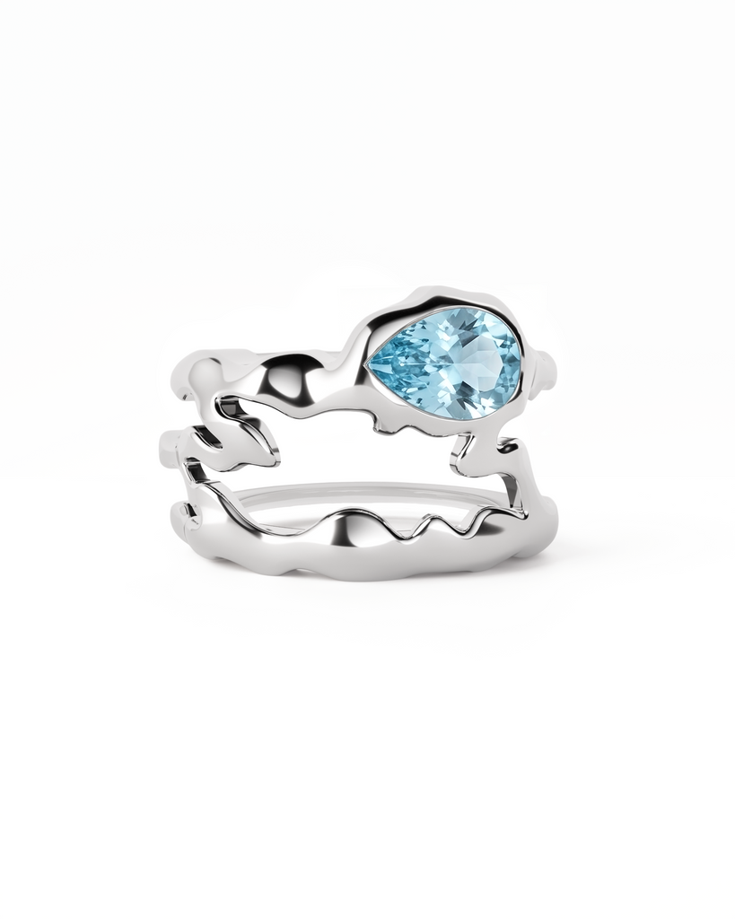 Aquamarine Teardrop Tech Ring Cover