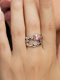 Teardrop Tech Ring Cover / 925 Sterling Silver / Pink Tourmaline