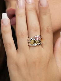 Teardrop Tech Ring Cover / 925 Sterling Silver / Pink Tourmaline