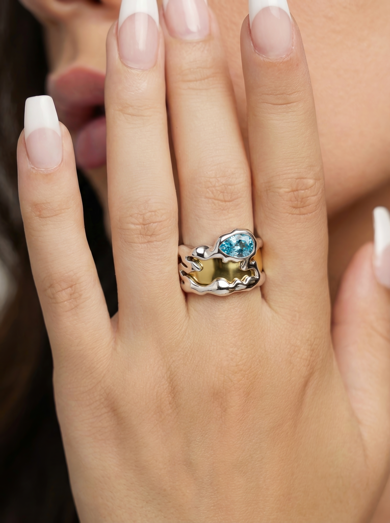 Aquamarine Teardrop Tech Ring Cover