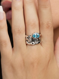 Aquamarine Teardrop Tech Ring Cover