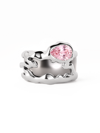 Teardrop Tech Ring Cover / 925 Sterling Silver / Pink Tourmaline