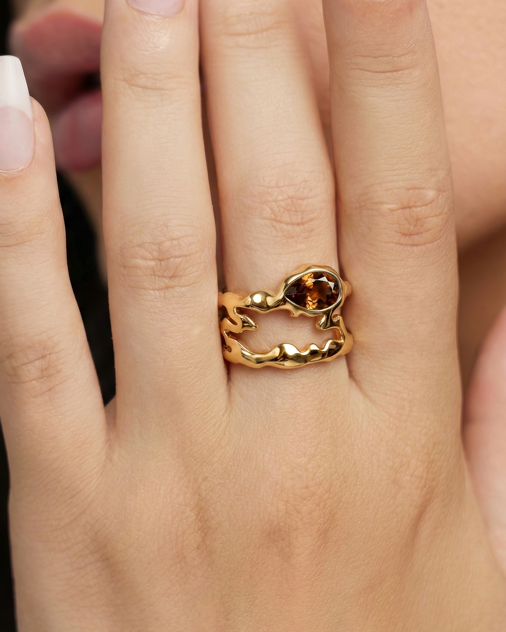 Smoky Quartz Teardrop GV Tech Ring Cover