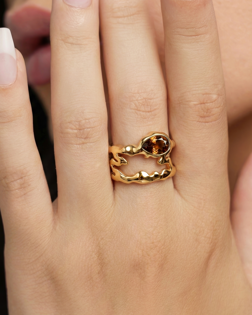 Smoky Quartz Teardrop Tech Ring Cover