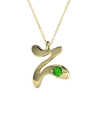10K Gold Say My Name Necklace W Emerald Gem